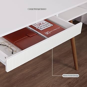 Amazon.co.jp: Artswish ホワイトライティングデスク 引き出し